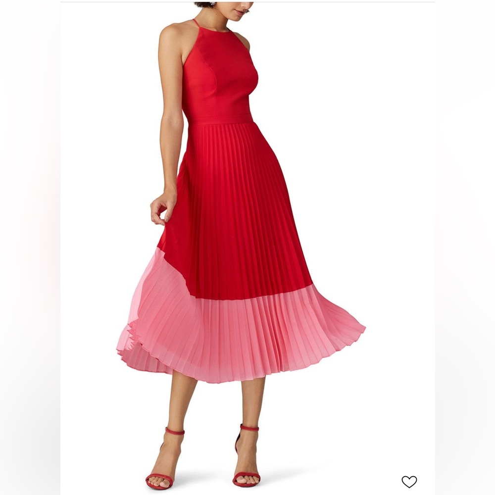 Aiden Mattox red and pink satin formal dress